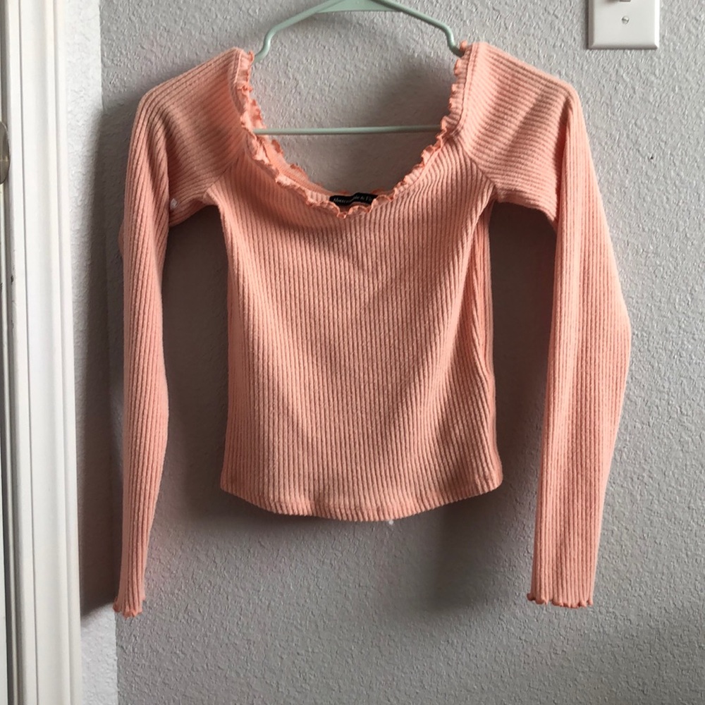 light pink off the shoulder crop top